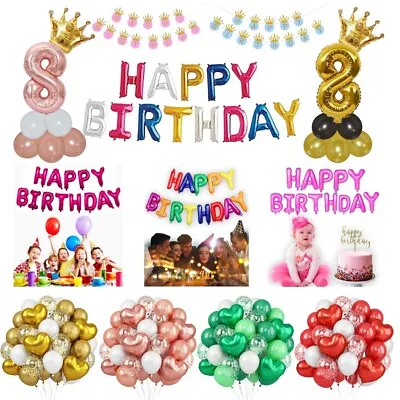 £5.99 • Buy Happy Birthday Balloons Banner Balloon Bunting Party Decoration Inflating Decor