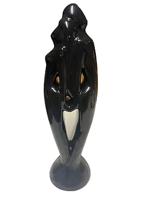 Vintage Haeger Pottery  80s Statue Lovers Standing Couple Art Deco 20  Black • $42.50