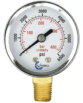 2  Pressure Gauge - Chrome Plated Steel Case 1/4  NPT Lower Mnt. 6000 PSI • $8.95