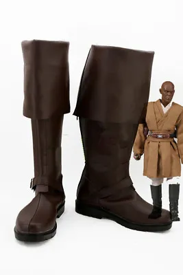 Star Wars Mace Windu Cosplay Shoes Boots For Halloween Costume Custom • $20.83