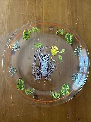 LYNN CHASE Monkey Business Glass Salad / Dessert /Plates 8.25” - One Plate Avail • $20