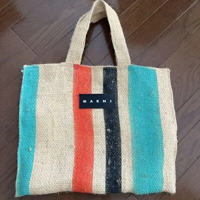 Marni Multicolor Stripe Tote Bag Hemp Canapa 19SS Flower Market LTD Vintage USED • $134.22