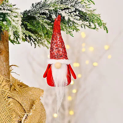 Hanging Gnomes Pendant Adorable Decorative Pointy Hat Xmas Tree Ornament Fabric • $11.55
