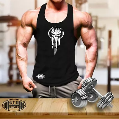 American Warrior Vest Gym Clothing Bodybuilding Training Workout Men Tank Top • £6.99