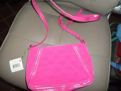 $88  Vera Bradley Trimmed Trapeze Satchel Handbag Pink Fuchsia Embroidered  • $32.50