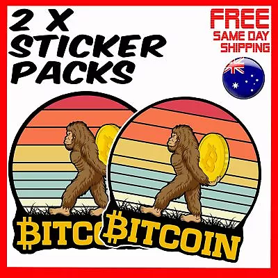 2 X Stickers - Bitcoin With Big Foot - Car Window Bumper Laptop Funny Sticker • $4.24