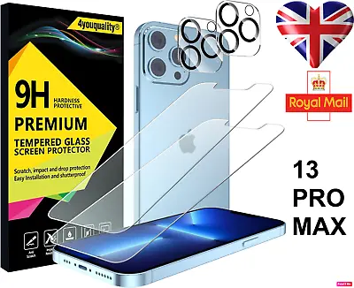 Tempered Glass Screen And Camera Lens Protector For IPhone 13 Pro Max 2pack UK • £2.99
