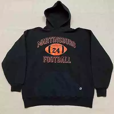 Vintage 90s Russell Athletic Martinsburg Football Hoodie Sweatshirt XL Black • $45