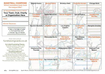 Basketball Fundraising Cards NBA Champions 50 Pack A5 Scratch Raffle Ticket Draw • £14.75