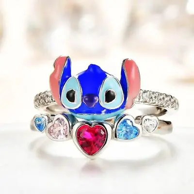 Anime Cartoon Lilo & Stitch Little Monster Angel Fashion Ring Adult Jewelry Gift • $12.99