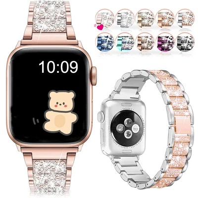 $6.45 • Buy Bling Metal Strap Band For Apple Watch Series Ultra 8 7 6 5 4 3 2 1 SE 38-49mm