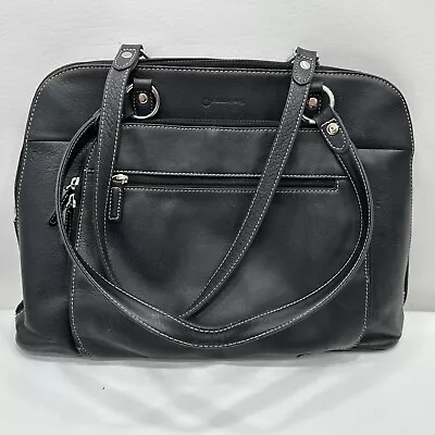 Franklin Covey Black Laptop Computer Tote Hand Bag Purse Zipper Pockets • $34