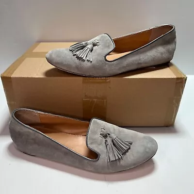 J. Crew Cora Suede Tassel Loafers Gray Moccasins Size 5 Pre Owned  • $12.88