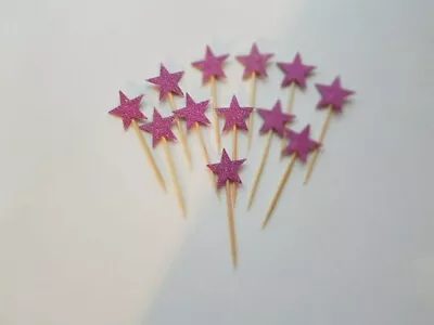 Stars Birthday Party Baby Shower Glitter Cupcake Toppers • £2.99