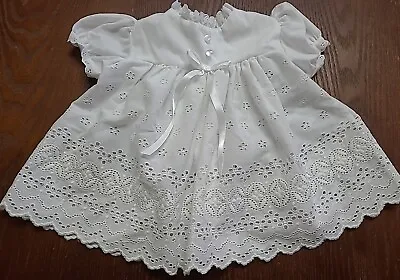 Vtg Cradle Club ~ Something Pretty Brand White Eyelet Baby Dress 6M • $11.95