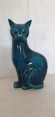 £99 • Buy VINTAGE  POOLE POTTERY  TURQUOISE CAT FIGURINE.  HEIGHT 30cm Large Rare Size
