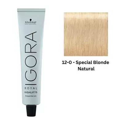 SCHWARZKOPF PROFESSIONAL IGORA ROYAL HAIR COLOUR 12-0 SPECIAL BLONDE NATURAL 60g • $25.95