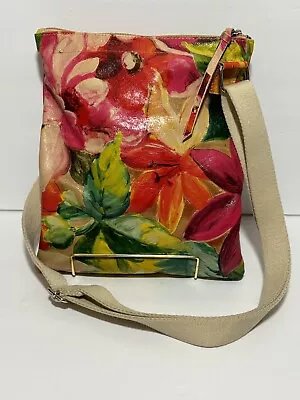 Maurizio Taiuti Floral Print Leather Crossbody Purse Made In Italy • $20