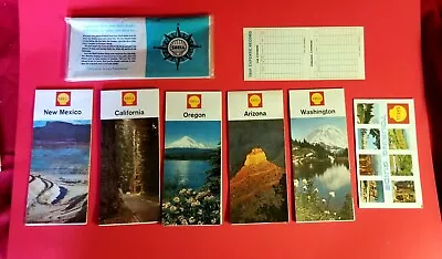 🔴Vintage California 1965 Shell Gas 5 Classic Western Maps Route Kit OR NM ARZ ⛔ • $24.88