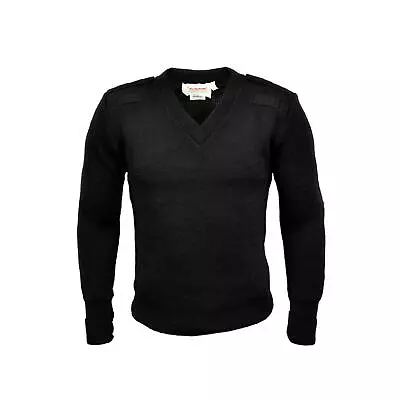 Original British Army Wool Jumper V Neck Security Military Pullover Black • $32.82