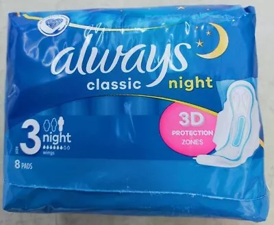 £3.72 • Buy Always Classic Clean Feel Protection Night Time Pads 8