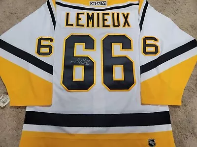 MARIO LEMIEUX 2001 Signed Pittsburgh Penguins CCM Pro Authentic Hockey Jersey 50 • $1099.99