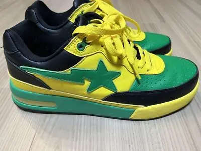 A BATHING APE Bapesta Sneaker Shoes Black/Yellow/Green Low US9 Used From Japan • $463.16