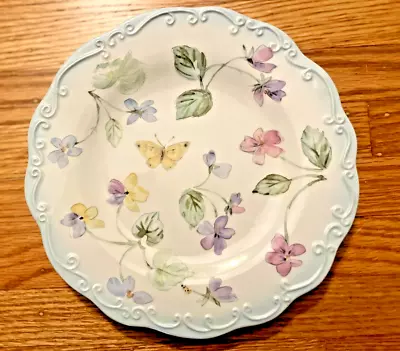 Vienna Floral By Pfaltzgraff 8  Salad Plate Multicolor Flowers Embossed Scrolls • $9.99