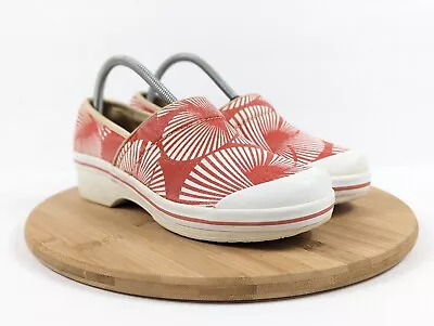 Dansko Vegan Clogs Volley Red White Botanical Woman Size 9 EU 40 Slip On Shoes • $27.90