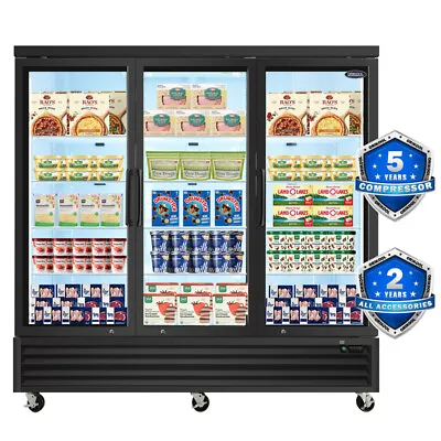 4x Commercial 3 Glass Doors Merchandiser Freezer 70 Cu.ft ETL Restaurant Freezer • $14396