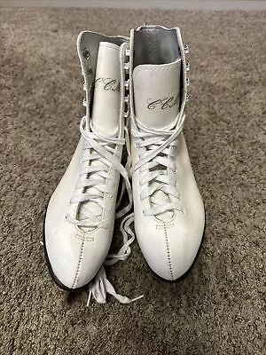 CCM Womens Figure Skates Size 10 US White Vintage Ice Skates Skating Boots • $35