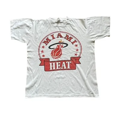 Vintage T Shirt Single Stitch Large Miami Heat Basketball  • £20