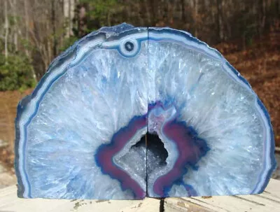 Agate Geode Blue Bookends-Unique Colors And Patterns- Large Druzy Centers-5 Lbs • $61.99