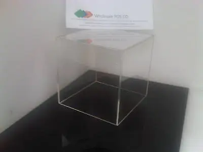 Acrylic Display Cube Tray Box Clear Perspex 100mm Plinth Product Container • £10.53