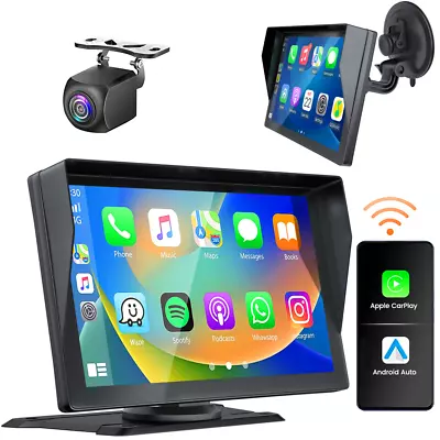 9  Portable Car Stereo Radio Wireless Apple CarPlay Android Auto+Camera For RVs • £69.99