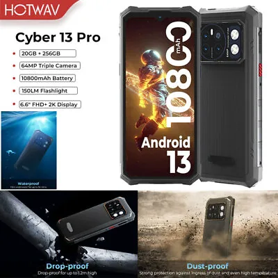 Unlocked HOTWAV Cyber 13 PRO 4G Android Rugged Cell Phone IP68 Waterproof Mobile • £176.56