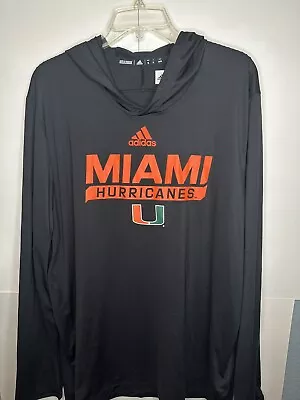 Miami Hurricanes Adidas Hoodie Men's XL Black  Athletic TEAM ISSUED NWOT NEW • $29.99