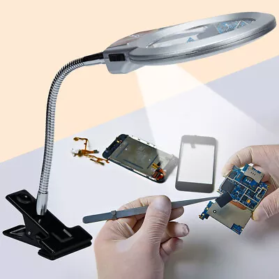 Magnifier LED Lamp Magnifying Glass Desk Table Light Reading Lamp With Clamp New • $14.97