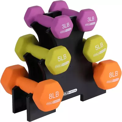 Neoprene Dumbbell Free Hand Weight Set With Storage Rack Ideal For H • $81.86