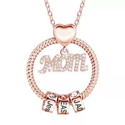 Personalized Mother Name Necklace Bead Pendant Birthstone Charm Chain For Her • $15.29