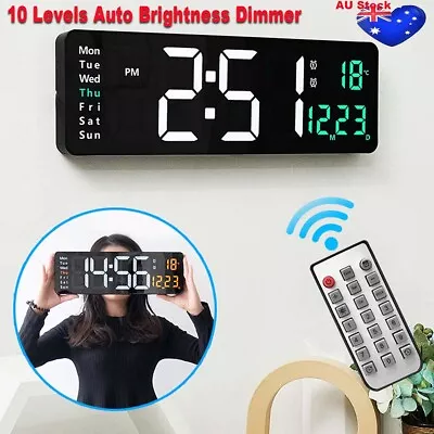 $23.99 • Buy Digital Large Big Modern Jumbo LED Wall Desk Clock Display Temperature Calendar