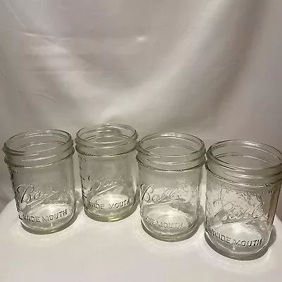 $19.99 • Buy Ball Wide Mouth Pint Size Freezer Safe Fruit Jars (Lot Of 4) No Lids Or Seals