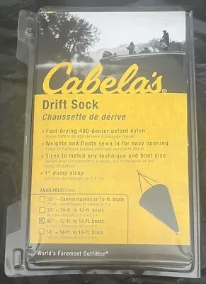 CABELA'S EASY OPEN DRIFT SOCK 46  FOR 12' TO 14' BOATS ~ New In Package • $37.95
