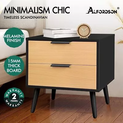 ALFORDSON Bedside Table Nightstand Side Storage Cabinet Scandinavian Black • $66.95