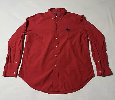 Polo Ralph Lauren Mens Large Long Sleeve Button Shirt Red Double Pony *Flaws • $14.95
