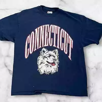 Vintage 1993 Uconn Huskies Big Graphic T Shirt XL • $39.95