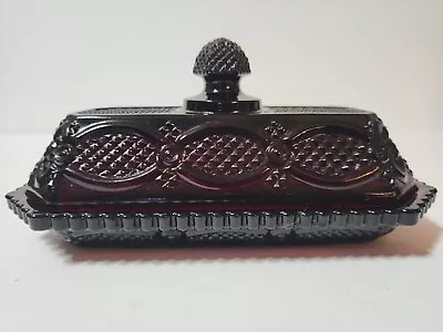 VTG  Avon Cape Cod 1876 Collection Dark Ruby Red Cranberry Covered Butter Dish  • $19.10