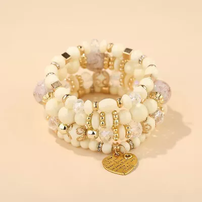 4pcs/set Boho Strand Bracelets For Women Crystal Beads Bracelets • $23.41