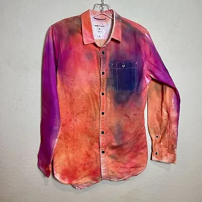 Modern Amusement Long Sleeve Button Up Shirt Mens M Tie Dye Collared Pocket • $14.70