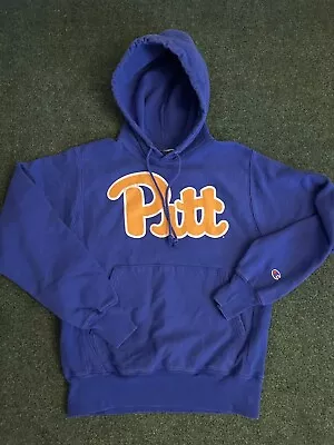 VTG Champion Reverse Weave Hoodie Medium Blue Pitt University Of Pittsburgh • $34.95